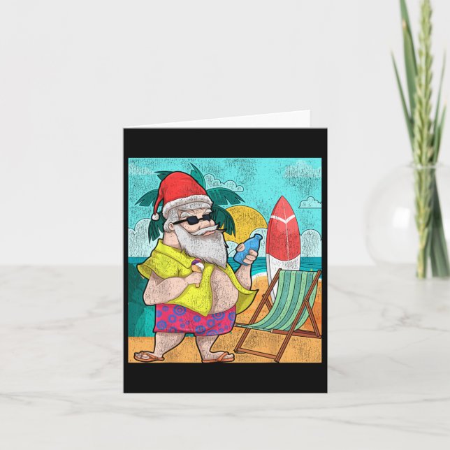 Tropical Summer Santa Claus Funny Hawaiian Christm Card (Front)