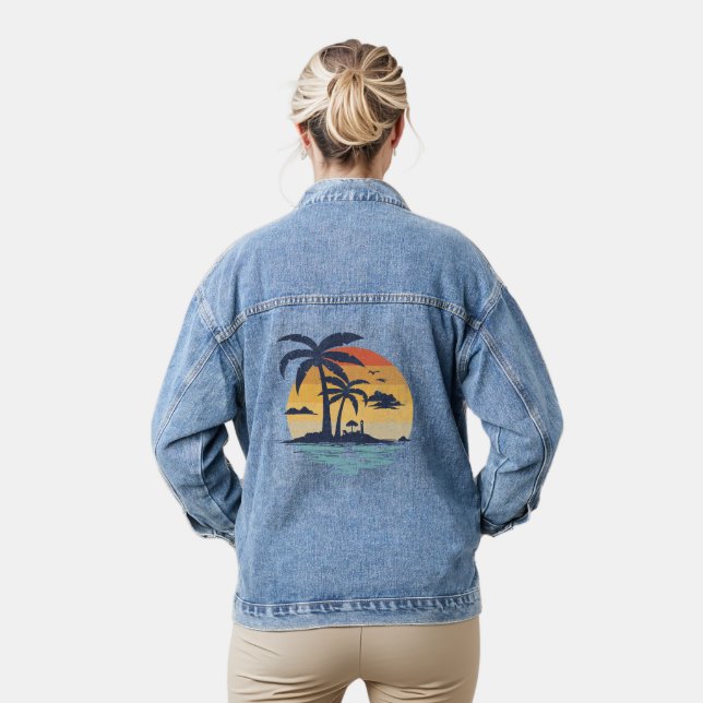 Tropical summer scene  denim jacket (Model)