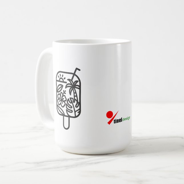 Tropical Summer Sips Coffee Mug | Minimalist Line  (Front Left)
