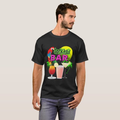 Tropical Summer Sun Cocktails Drinks Colorful T_Shirt