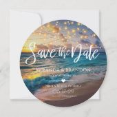 Tropical Summer Sunset Beach Photo Wedding Save The Date (Front)