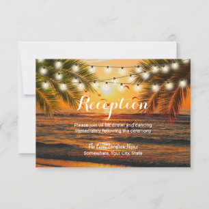 Tropical Summer Sunset Beach Wedding Reception Invitation