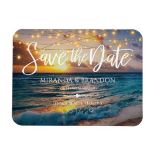 Tropical Summer Sunset Beach Wedding Save the Date Magnet