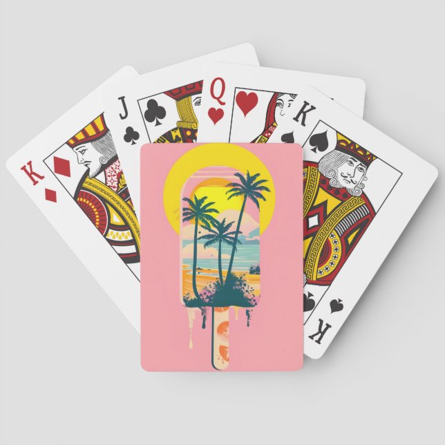 Tropical Summer Sunset Sweets Paradise Poker Cards (Back)