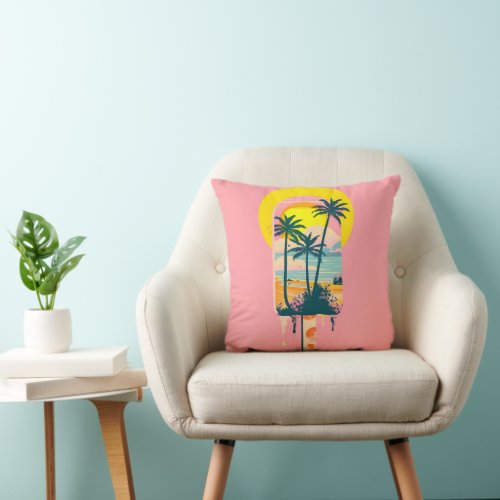 Tropical Summer Sunset Sweets Paradise Throw Pillow