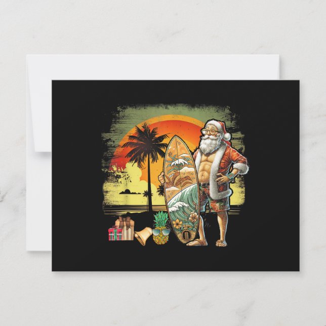 Tropical Summer Surfing Santa Claus 6 Pack Christm (Front)