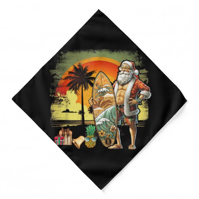 Tropical Summer Surfing Santa Claus 6 Pack Christm Bandana (Front)