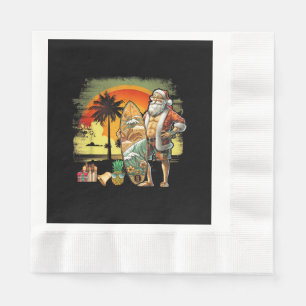 Tropical Summer Surfing Santa Claus 6 Pack Christm Napkins