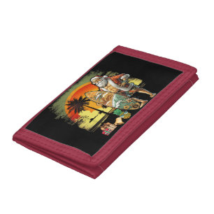 Tropical Summer Surfing Santa Claus 6 Pack Christm Trifold Wallet