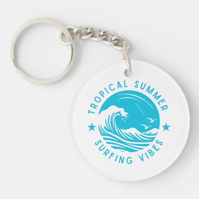 Tropical Summer Surfing Vibes Keychain (Front)
