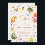 Tropical Summer Sweet Sixteen 16th Birthday Party Invitation<br><div class="desc">Celebrate in style with this Tropical Summer Sweet Sixteen 16th Birthday Party Invitation, featuring bright tropical elements like palm leaves, pineapples, and colorful flowers in vibrant pink, orange, and yellow. Perfect for a sweet 16 birthday party with a tropical or beach theme, this fun and festive design is ideal for...</div>