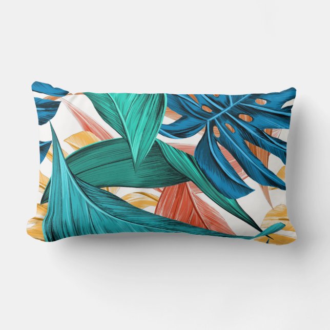 Tropical Summer  Theme Leaf Throw Pillow (Front)