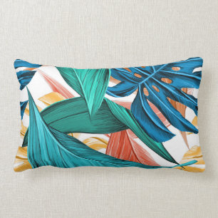 Tropical Summer Theme Leaf Throw Pillow