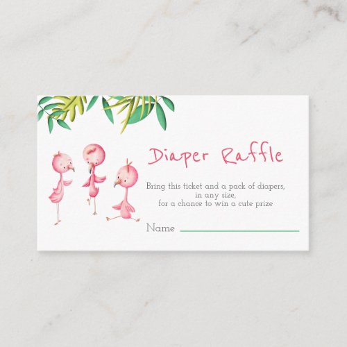 Tropical Summer Triplets Flamingo Diaper Raffle  Enclosure Card