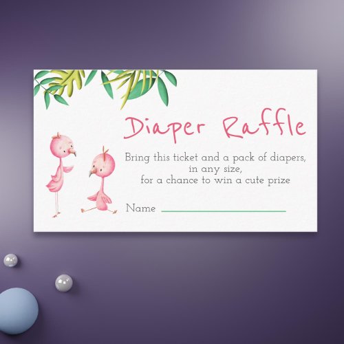 Tropical Summer Twin Flamingos Diaper Raffle Enclosure Card