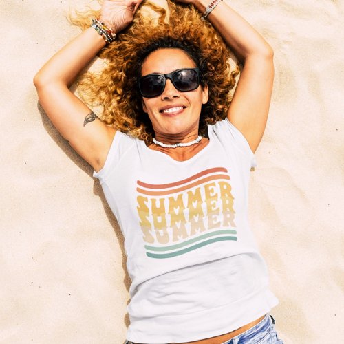 Tropical Summer Vacation Beach Retro T_Shirt