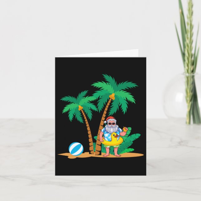 Tropical Summer Vacation Funny Santa Claus Christm Card (Front)