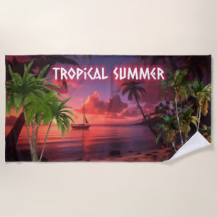 Tropical Summer Vacation Season Beach Towel