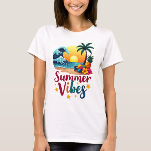 Tropical Summer Vibes – Beach Sunset, Palm Tree & T-Shirt