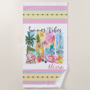 Tropical Summer Vibes – Personalized Just for You Beach Towel