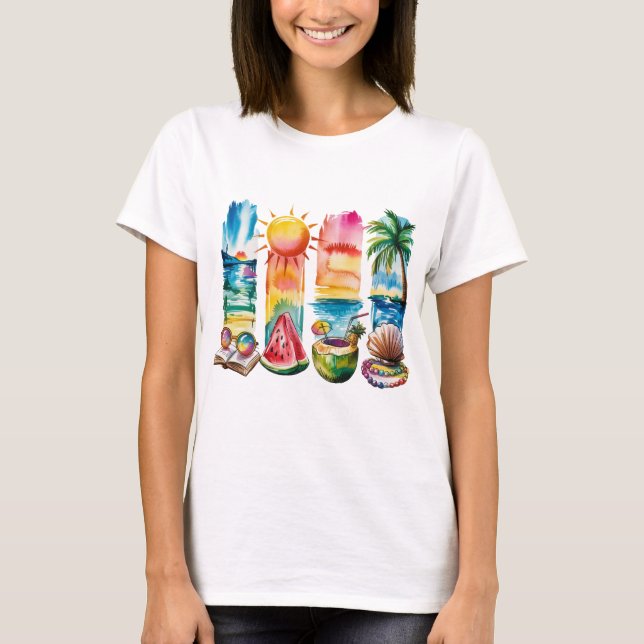 Tropical Summer Vibes – Retro Beach Shirt (Front)