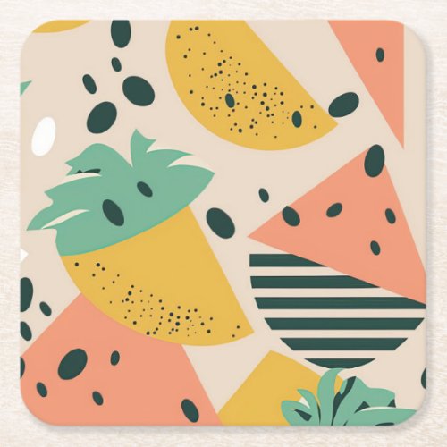 Tropical  Summer Vibes Square Paper Coaster