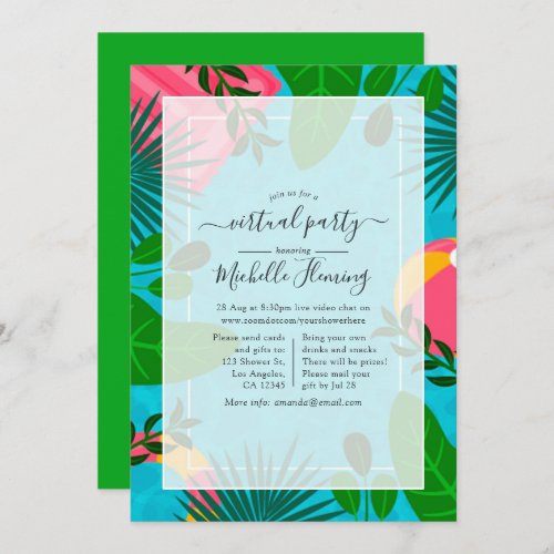 Tropical Summer Virtual Birthday Party Invitation