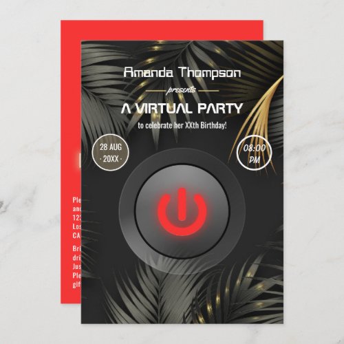 Tropical Summer Virtual Birthday Party Invitation