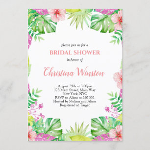Tropical Summer Watercolor Bridal Shower Invitation