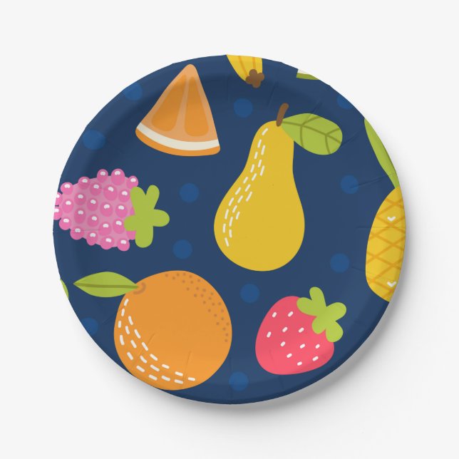  Tropical Summer Waves Beach Party Pattern     Paper Plates (Front)
