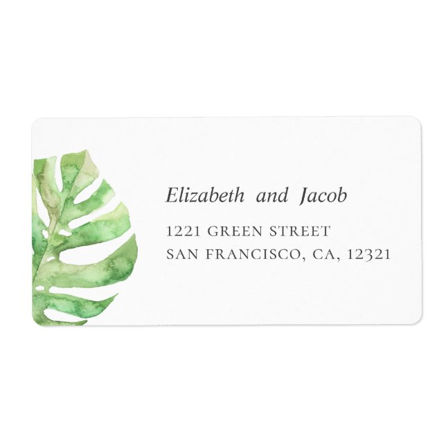 Tropical summer wedding. Exotic green address Label (Front)