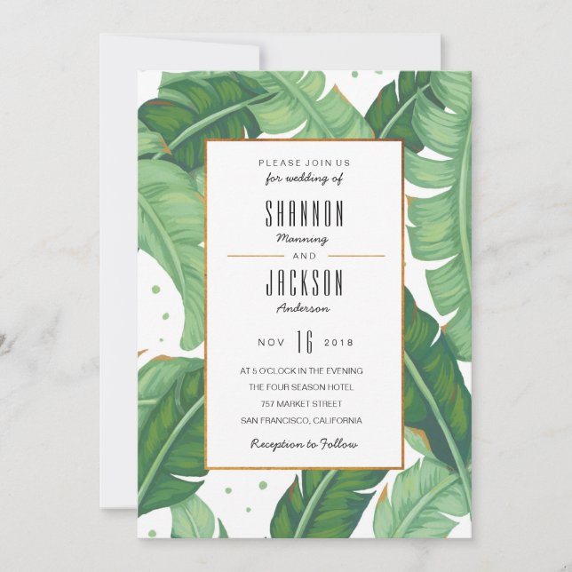 Tropical Summer Wedding Invitation (Front)