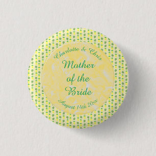 Tropical Summer Wedding Pineapple and Palm Leaves Button