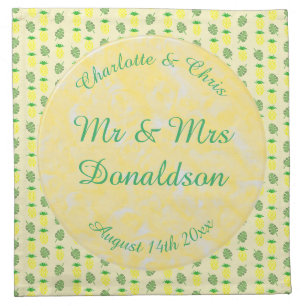 Tropical Summer Wedding Pineapple and Palm Leaves Cloth Napkin