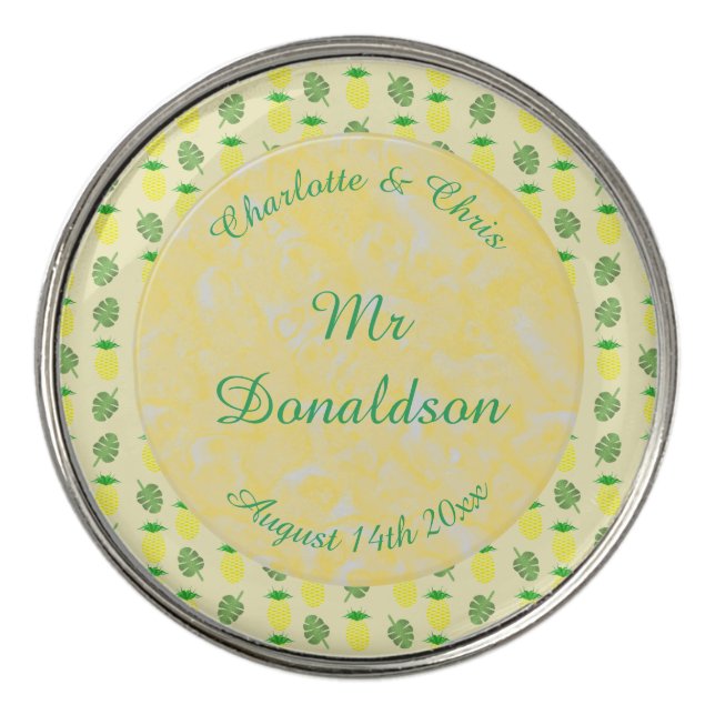 Tropical Summer Wedding Pineapple and Palm Leaves Divot Tool (Detail)