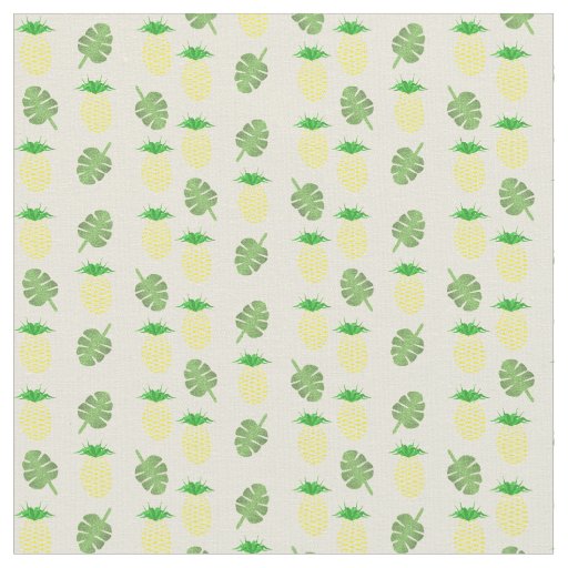 Tropical Summer Wedding Pineapple and Palm Leaves Fabric