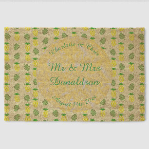Tropical Summer Wedding Pineapple and Palm Leaves Fiber Doormat