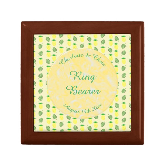 Tropical Summer Wedding Pineapple and Palm Leaves Gift Box (Front)