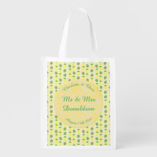 Tropical Summer Wedding Pineapple and Palm Leaves Grocery Bag