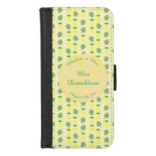 Tropical Summer Wedding Pineapple and Palm Leaves iPhone 8/7 Wallet Case