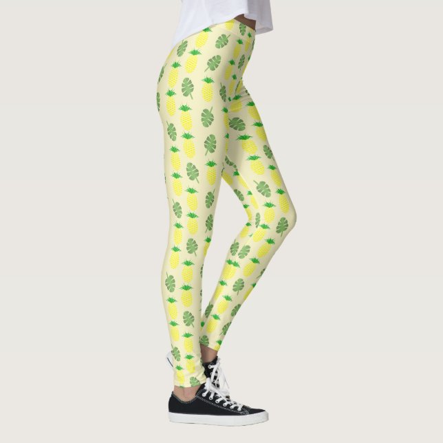 Tropical Summer Wedding Pineapple and Palm Leaves Leggings (Right)