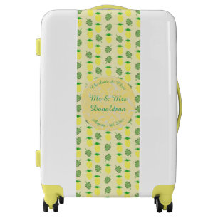 Tropical Summer Wedding Pineapple and Palm Leaves Luggage