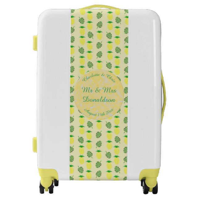 Tropical Summer Wedding Pineapple and Palm Leaves Luggage (Front)