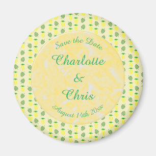 Tropical Summer Wedding Pineapple and Palm Leaves Magnet
