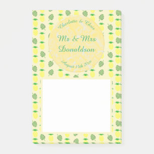 Tropical Summer Wedding Pineapple and Palm Leaves Post-it Notes
