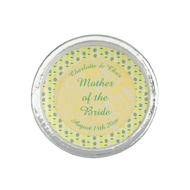 Tropical Summer Wedding Pineapple and Palm Leaves Ring (Front)