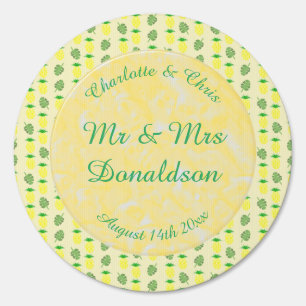 Tropical Summer Wedding Pineapple and Palm Leaves Sign