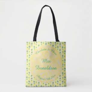 Tropical Summer Wedding Pineapple and Palm Leaves Tote Bag