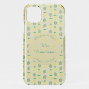 Tropical Summer Wedding Pineapple and Palm Leaves iPhone 11 Case