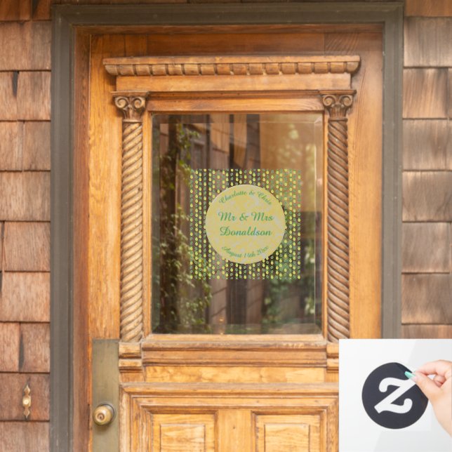 Tropical Summer Wedding Pineapple and Palm Leaves Window Cling (Home Door)